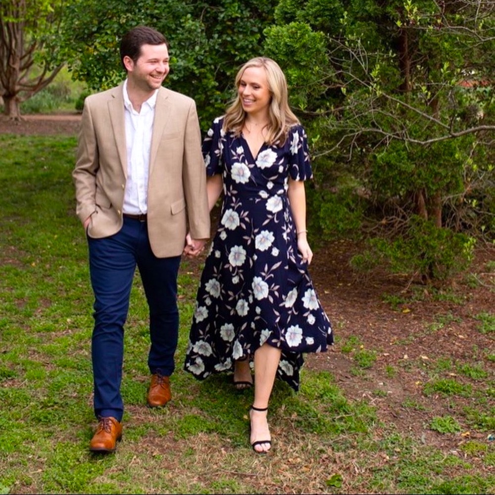 Lulus size M blue floral wrap dress